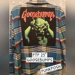 UPCYCLED FALL HORROR GOOSEBUMPS GRAPHIC ON FLANNEL